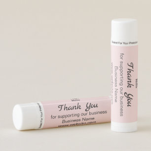 Thank You For Supporting Our Business Logo Pink Lip Balm