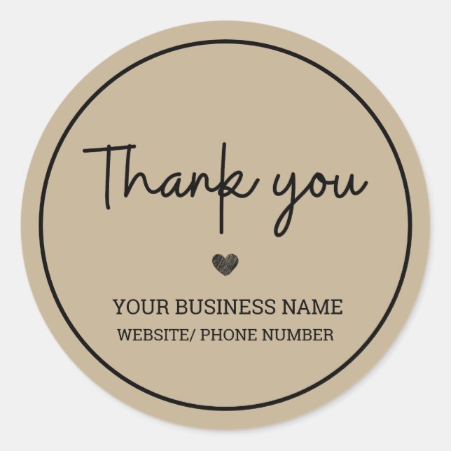 Thank you for supporting our small business classic round sticker (Front)