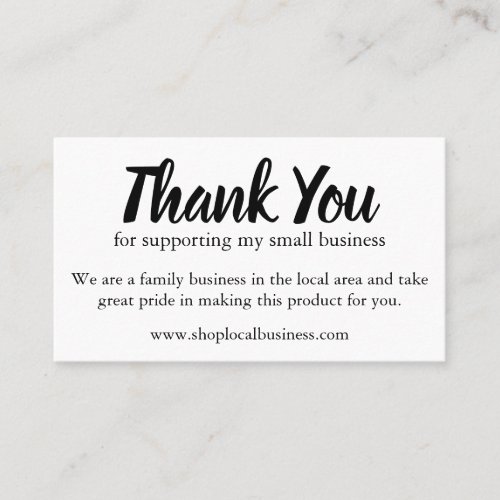 Thank You For Supporting Small Business Business Card