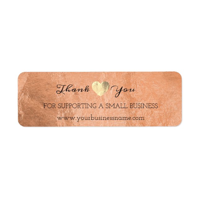 Thank You For Supporting Small Business Heart Gold Label (Front)