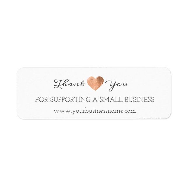 Thank You For Supporting Small Business Heart Rose Label (Front)
