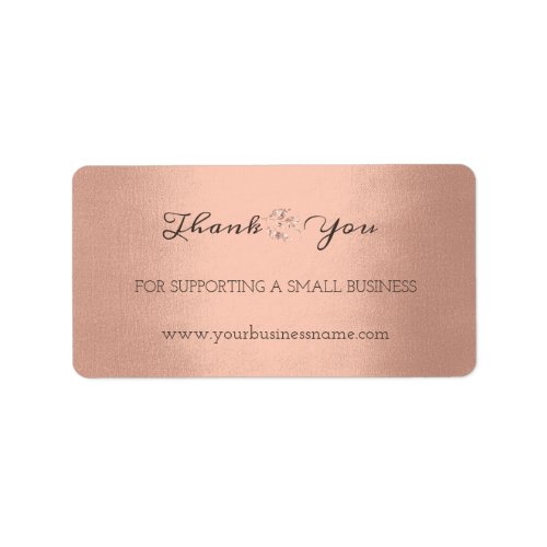 Thank You For Supporting Small Business Rose Foil Label