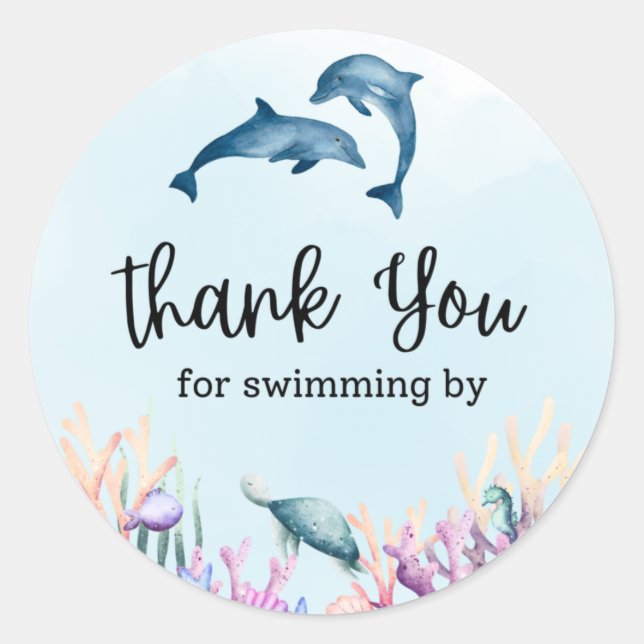 Thank You For Swimming By Sea Life Sticker (Front)