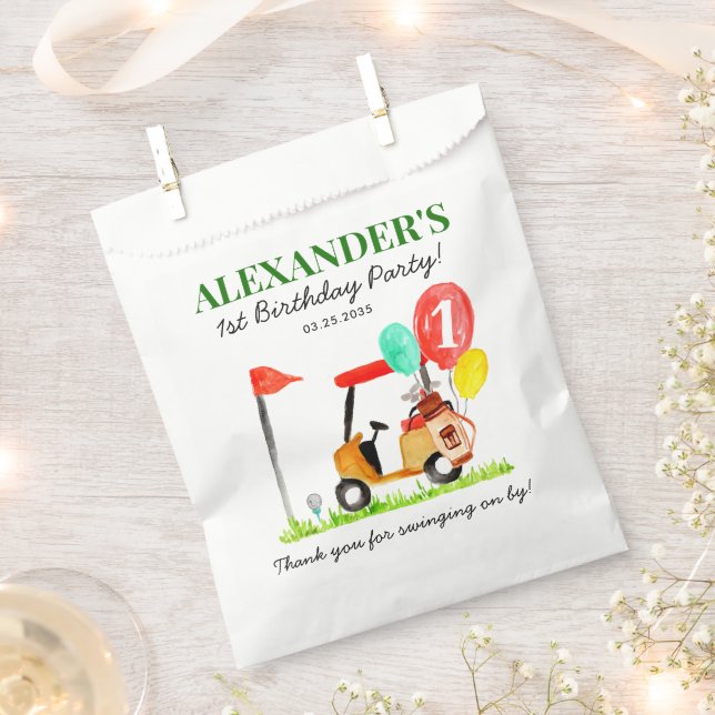 Thank You For Swinging By Kid Golf Pro Birthday Favor Bag (Clipped)
