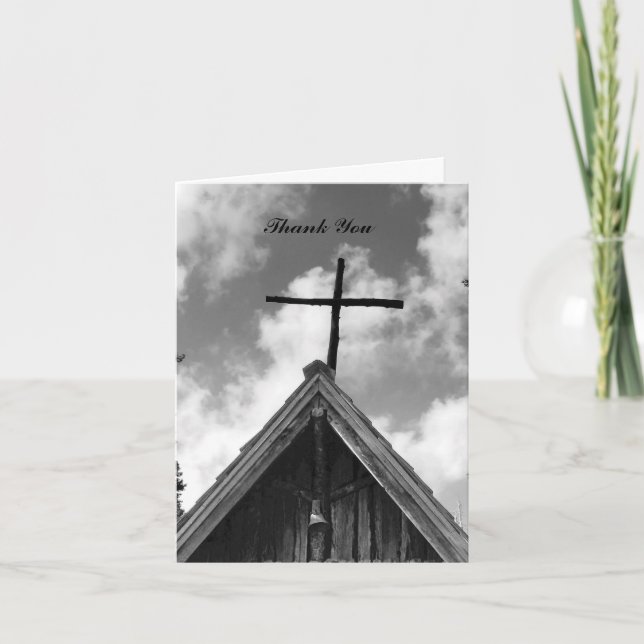 Thank You For Sympathy, Old Church Black and White Card (Front)