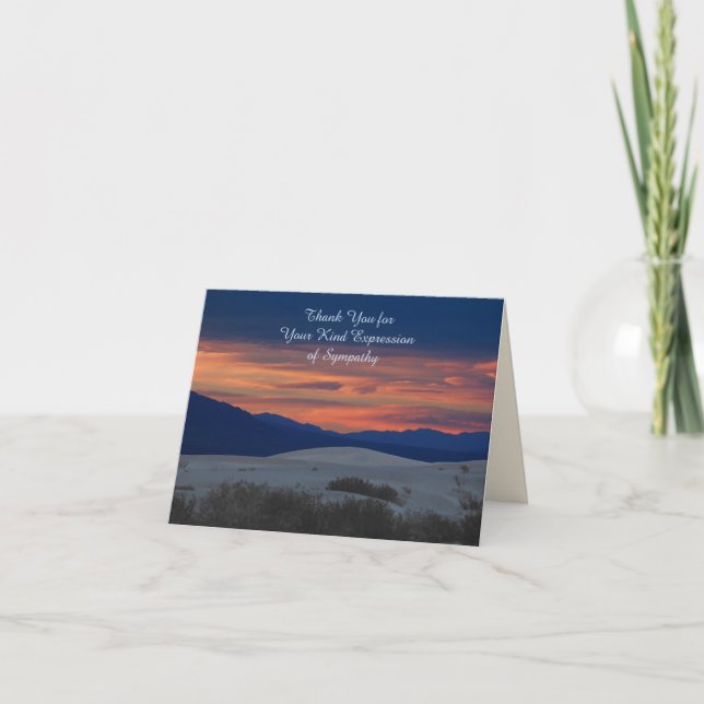 Thank You for Sympathy Sunset Sand Dunes Note Card (Front)