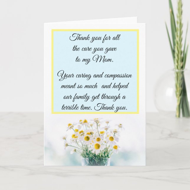 Thank You for Taking care of my Mom Nurse Card (Front)