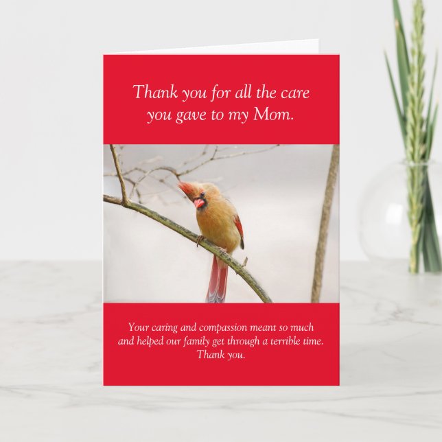 Thank You for Taking care of my Mom Nurse Card (Front)