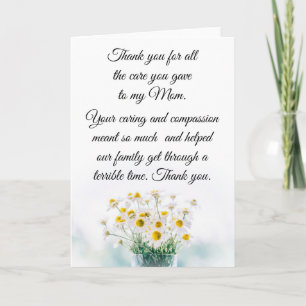 Thank You for Taking care of my Mom Nurse Card