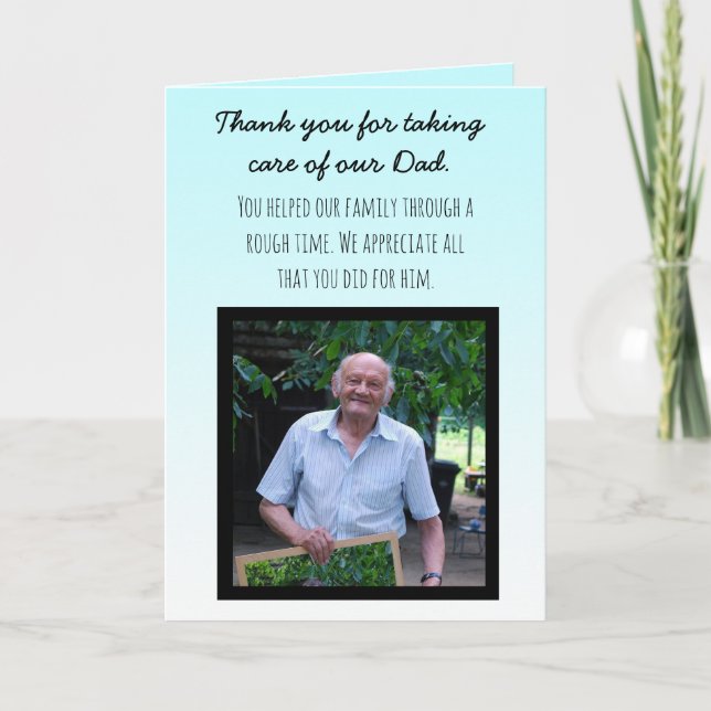 Thank you for taking care of our Dad Card (Front)