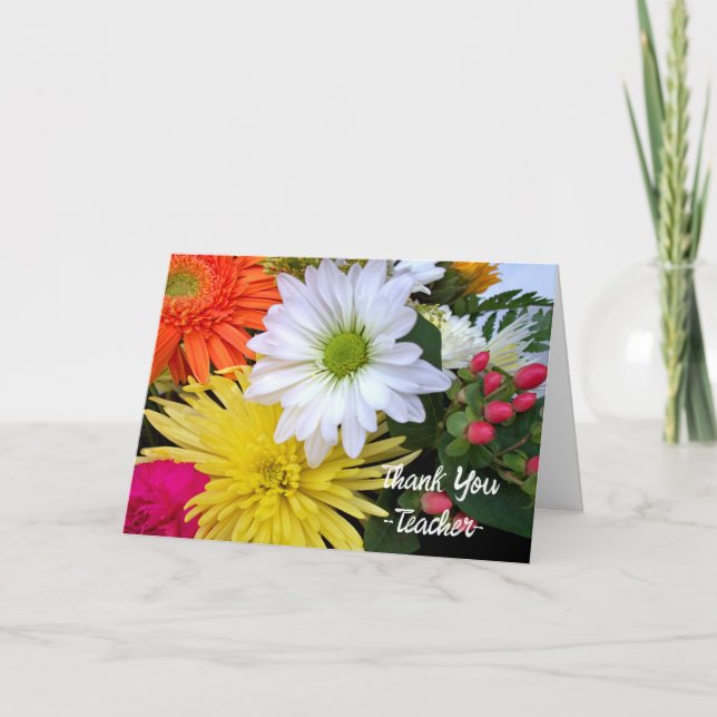 Thank You for Teacher Floral Arrangement Card (Front)