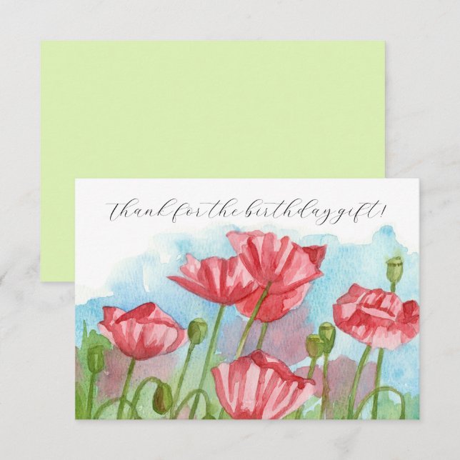 Thank You For The Birthday Gift Poppies Card (Front/Back)