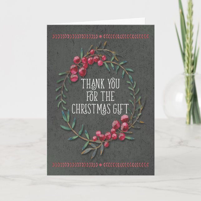 Thank You for the Christmas Gift Chalkboard Style Card (Front)