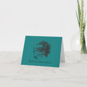 Thank You For the Flowers, Teal Rose Note Card