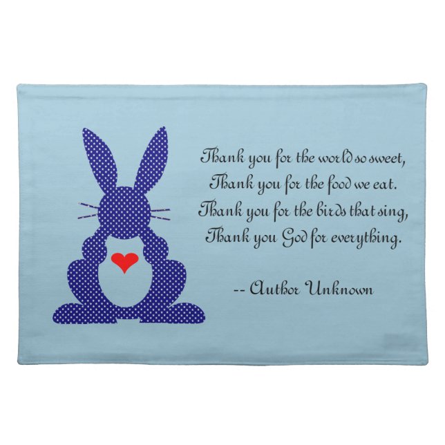 Thank You For The Food We Eat - Child's Grace Placemat (Front)