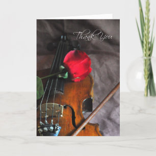 Thank you for the Wedding Music Rose and Violin Card