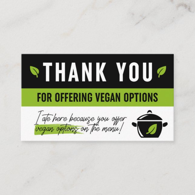 Thank You For Vegan Options Card (Front)