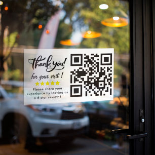 Thank You For Visit QR Code 5 Star Review Request Sticker