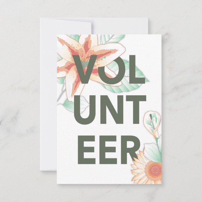 thank you for volunteering flowers card (Front)
