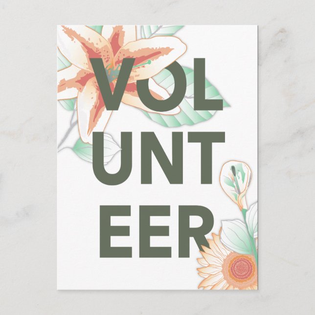 thank you for volunteering flowers postcard (Front)