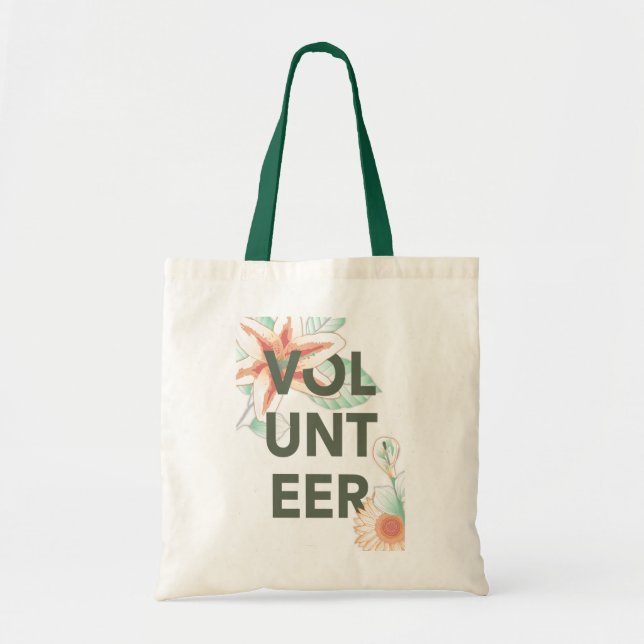 thank you for volunteering flowers tote bag (Front)