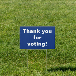 Thank You for Voting Blue White Words Sign