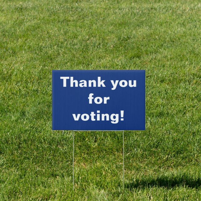 Thank You for Voting Blue White Words Sign (Insitu)