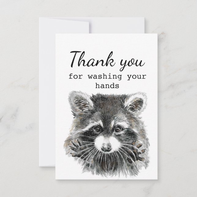 Thank You For Washing Your Hands Fun Raccoon Art (Front)