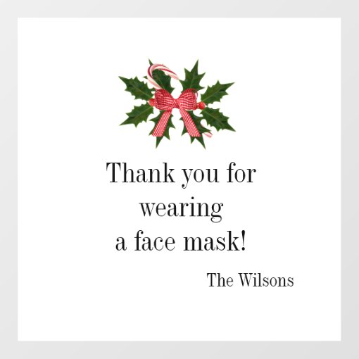 Thank you for wearing a face mask window cling Zazzle