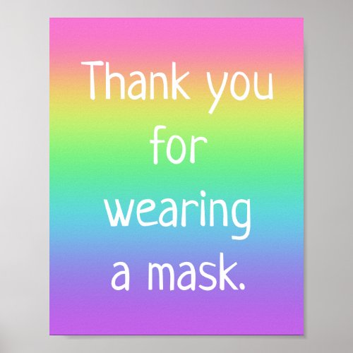 Thank You for Wearing a Mask Rainbow Poster