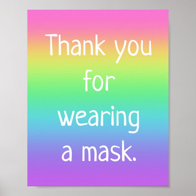 Thank You for Wearing a Mask Rainbow Poster (Front)