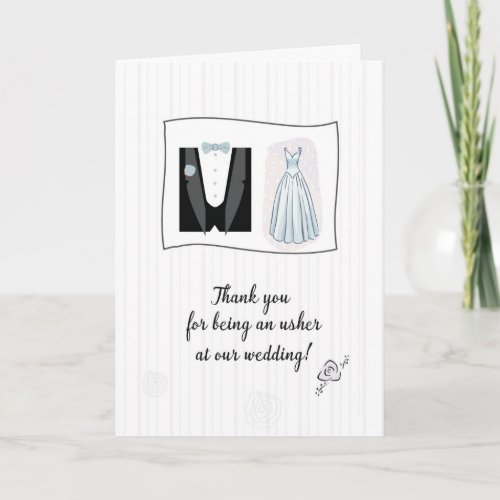 Thank You for Wedding Usher Tuxedo Bridal Dress Card