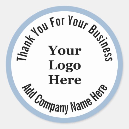 Thank You For Your Business Baby Blue Your Logo Classic Round Sticker