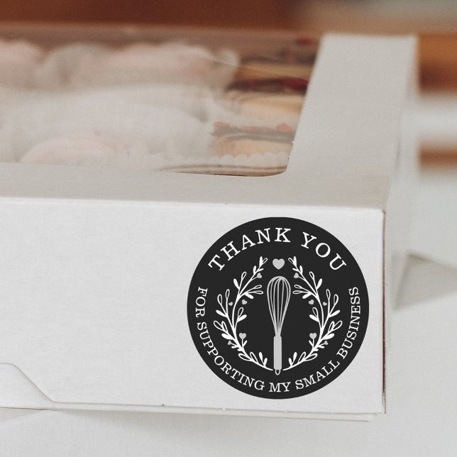 Thank You For Your Business Bakery Whisk Logo Classic Round Sticker (Creator Uploaded)
