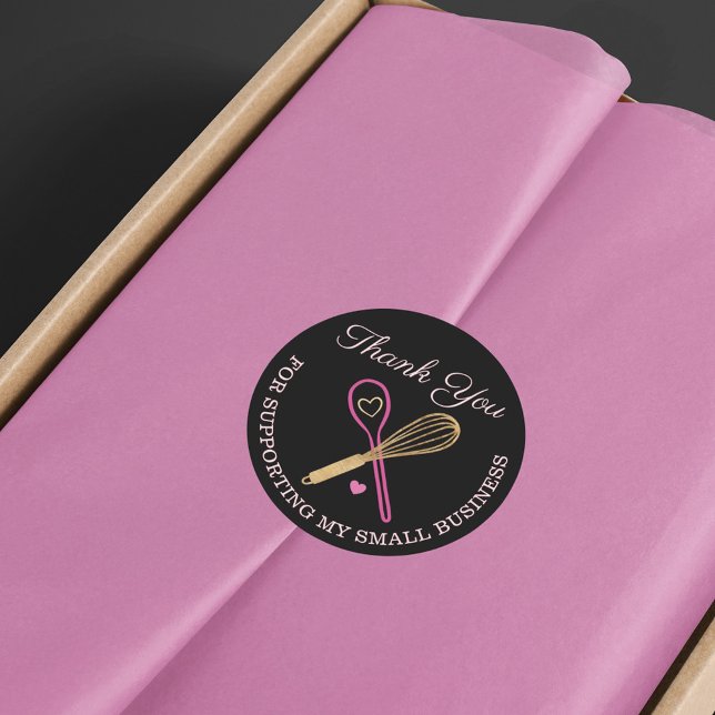 Thank You For Your Business Bakery Whisk & Spoon Classic Round Sticker (Creator Uploaded)