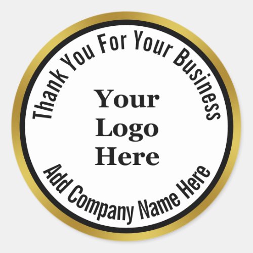 Thank You For Your Business Black White Gold  Classic Round Sticker