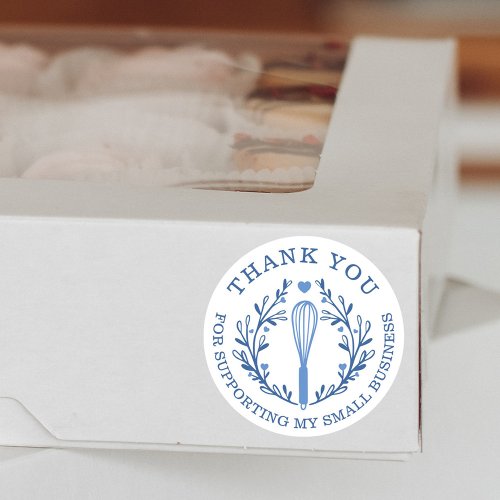 Thank You For Your Business Blue Bakery Whisk Logo Classic Round Sticker