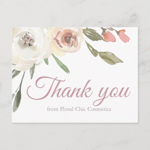 Thank You For Your Business Floral Boutique Custom Postcard