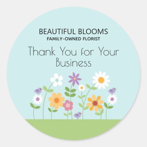 Thank You for Your Business Floral Classic Round Sticker