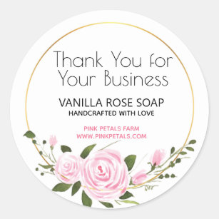 Thank You for Your Business Floral Watercolor Classic Round Sticker