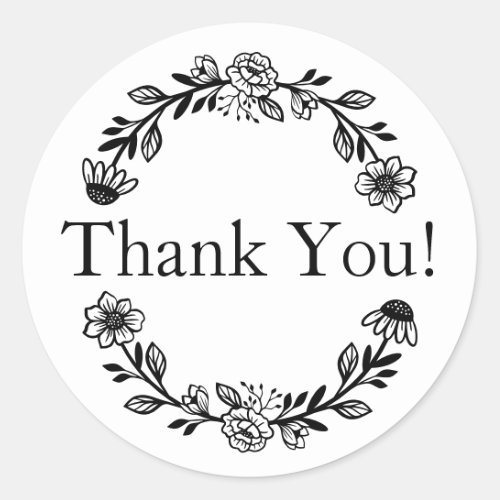 Thank You For Your Business Floral Wreath Classic Round Sticker