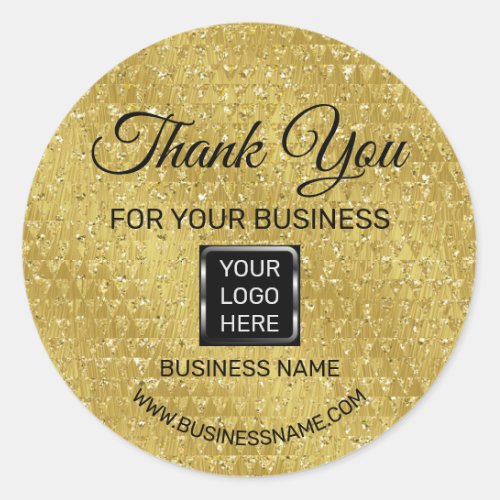 Thank You For Your Business Gold Black Logo Classic Round Sticker