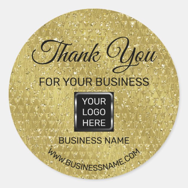 Thank You For Your Business Gold Black Logo Classic Round Sticker (Front)