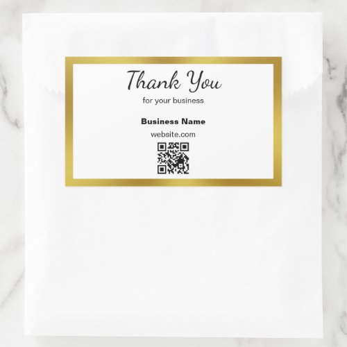 Thank You for Your Business Gold & White QR Code Rectangular Sticker