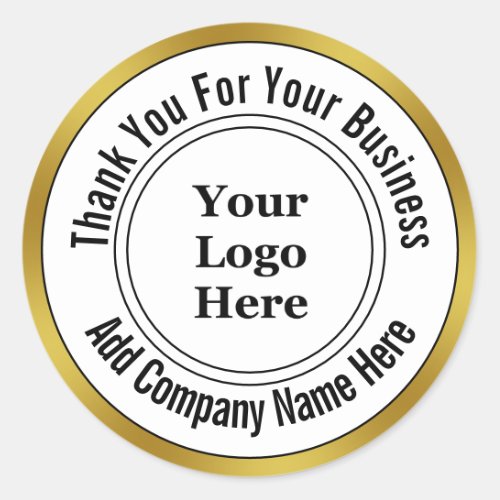 Thank You for Your Business Gold White Your Logo Classic Round Sticker