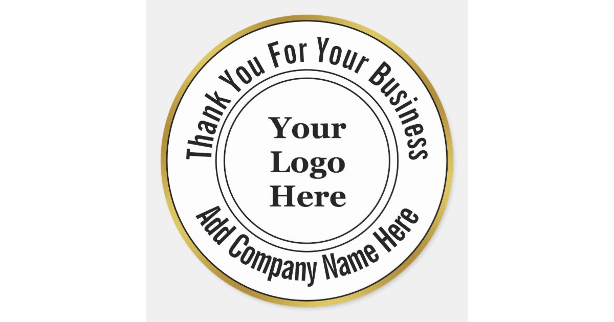 Thank You for Your Business Gold White Your Logo Classic Round Sticker ...