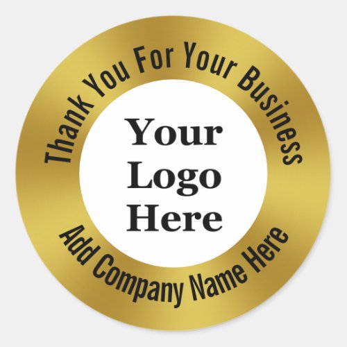 Thank You for Your Business Gold Your Logo Here Classic Round Sticker