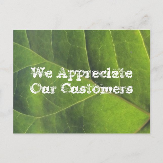 Thank You For Your Business Green Leaf Postcard (Front)