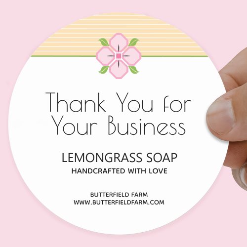 Thank You for Your Business Handmade with Love Classic Round Sticker