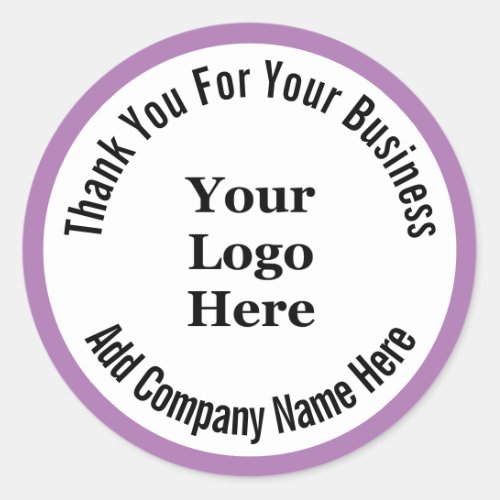 Thank You For Your Business Lavender Your Logo Classic Round Sticker